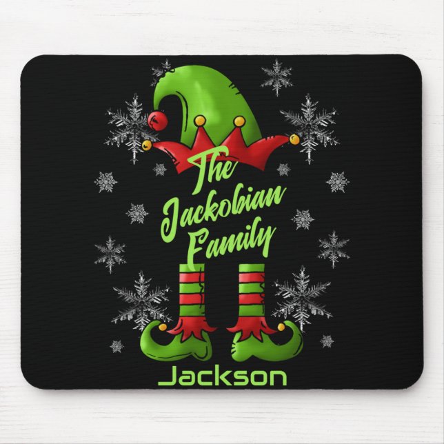 Family Name Year Reunion Matching Christmas Elf T  Mouse Pad (Front)