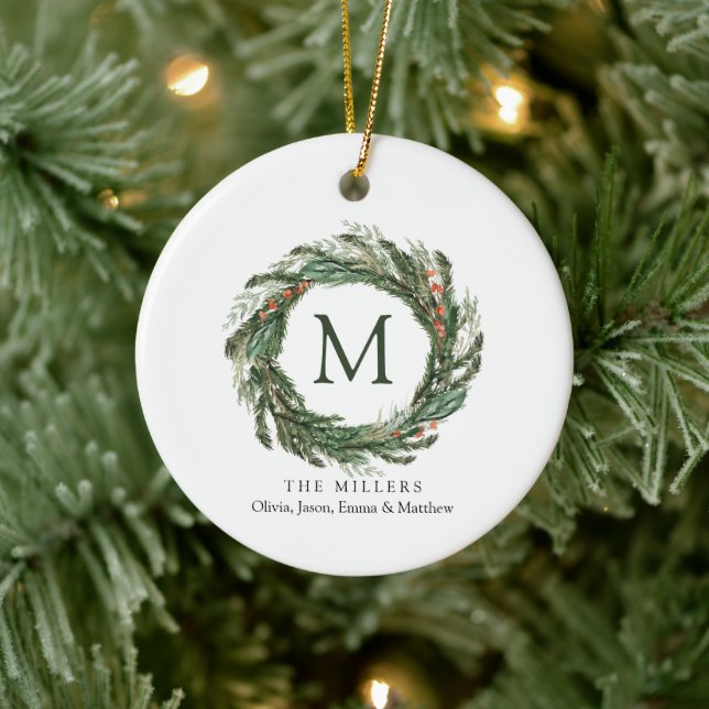 Family Names Christmas Ornament Monogram wreath (Tree)