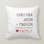 Family Names Math for Family of Three Cushion<br><div class="desc">Sweet family gift for Mother's Day,  Father's Day,  Grandparents,  birthdays and Christmas. Fill in your own family names and personalise it for your family.</div>