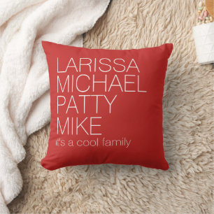 Family Names Typography RED Cushion