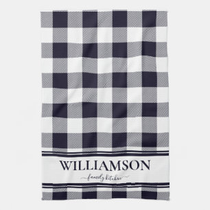 Family Navy Blue Plaid Tea Towel