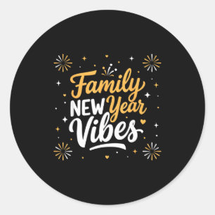 Family New Year 2026 Matching Party Crew Classic Round Sticker