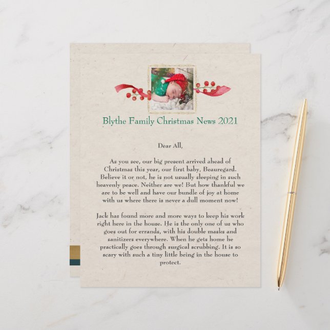 Family News Christmas Personalised Letterhead (Front/Back In Situ)