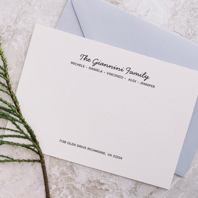 FAMILY NOTECARDS Cursive Names Address Grey (Creator Uploaded)