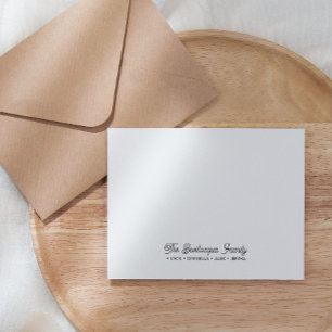 FAMILY NOTECARDS Stationery Cursive Names GRAY