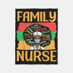 Family Nurse Melanin Magic Afro Woman Strong Grace Fleece Blanket