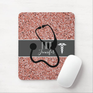 Family Nurse Practitioner Caduceus Rose Gold Mouse Pad