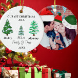 Family of 3 Custom Baby's First Christmas Photo Ceramic Ornament<br><div class="desc">Family of Three Christmas Custom Baby's First Christmas (photo,  names,  year)</div>