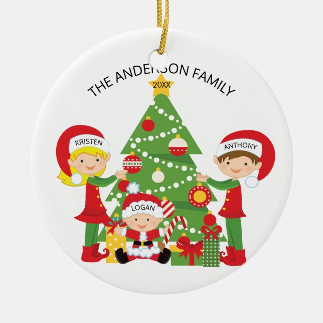 Family of 3 Personalised Christmas Ornament (Front)