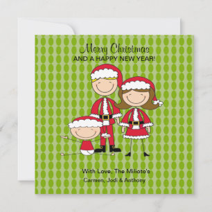 Family of 3 Stick People Christmas Card
