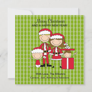 Family of 4 Stick People Christmas Card