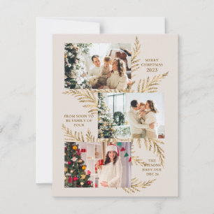 Family of 4 Wreath Xmas Pregnancy announcement joy