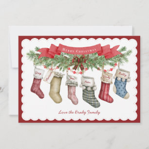 Family of 6   Christmas Stocking Flat Holiday Card