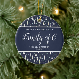 Family of 6 Personalized We're Expecting 4th Baby Ceramic Ornament