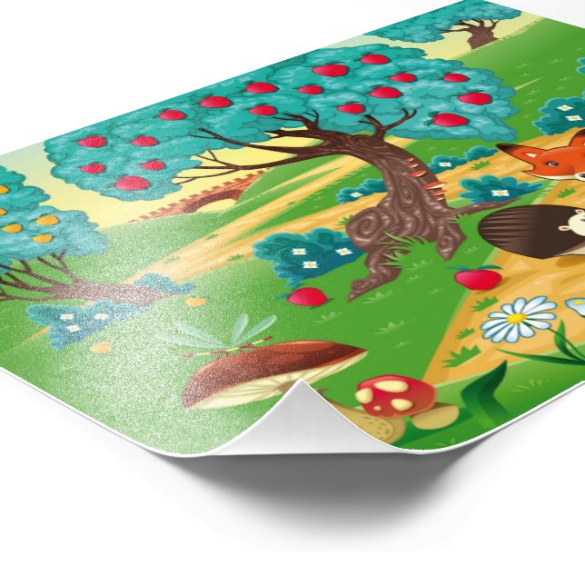 Family of animals in the wood. photo print (Corner)