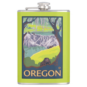 Family of Beavers Hip Flask