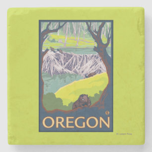 Family of Beavers Stone Coaster