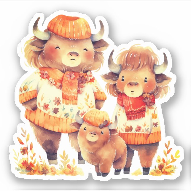 Family of Buffalos Fall Sticker (Front)