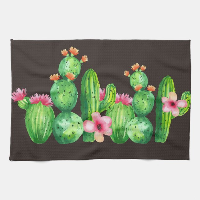 Family Of Cactus Tea Towel (Horizontal)