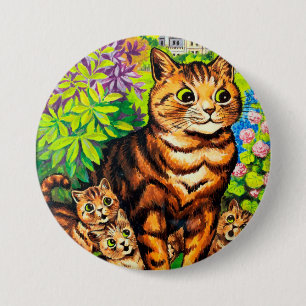 Family of Cats in a Garden, Louis Wain 7.5 Cm Round Badge