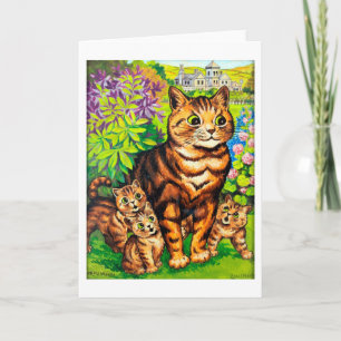 Family of Cats in a Garden, Louis Wain Card