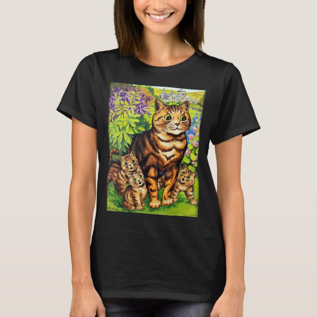 Family of Cats in a Garden, Louis Wain T-Shirt (Front)