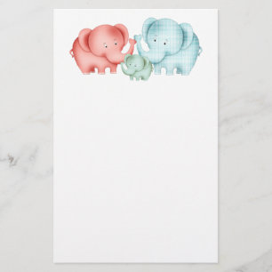Family Of Elephants Mum Dad And Baby Stationery