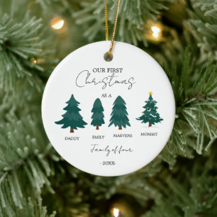 Family of Four first Christmas non-photo  Ceramic Ornament