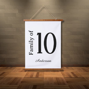 Family of "Number" Personalized Last Name  Hanging Tapestry
