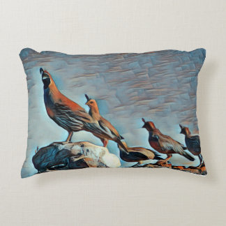 Family Of Quail Decorative Cushion