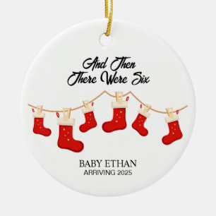 Family of Six Christmas, Family of 6 Personalised Ceramic Ornament