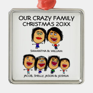 Family of Six Crazy Holiday Ornament