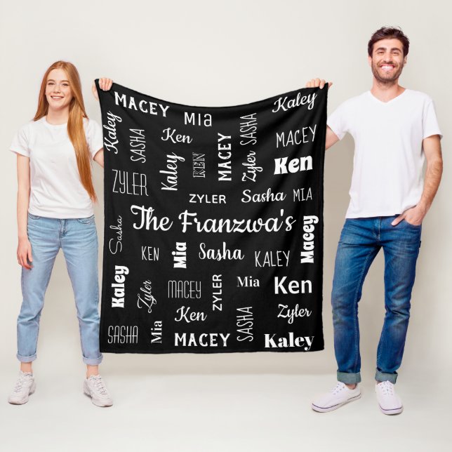 Family of Six In Cool Fonts Fleece Blanket (In Situ)