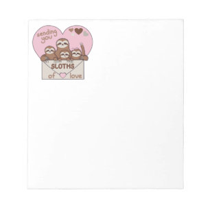 Family of Sloths with Envelope, Heart and Text Notepad