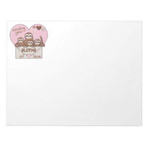 Family of Sloths with Envelope, Heart and Text Notepad
