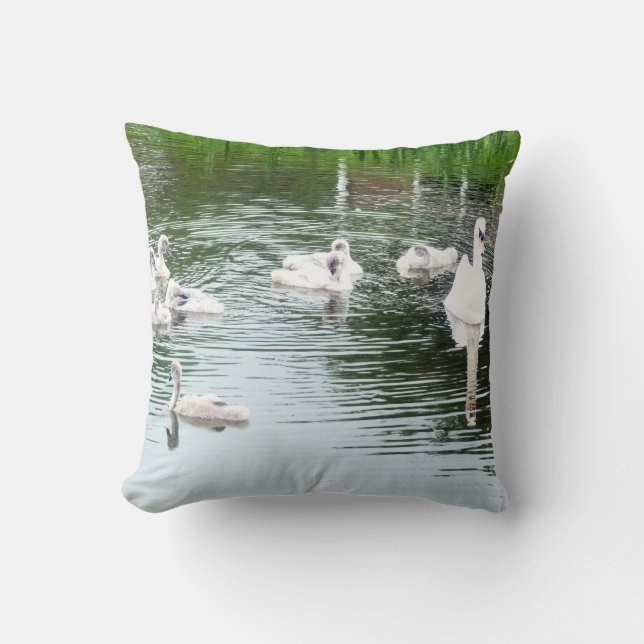 Family Of Swans Cushion (Front)