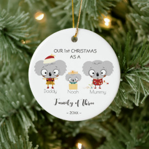Family of Three First Christmas Koala Ornament