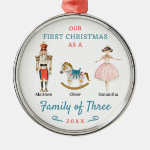 Family of Three Nutcracker First Christmas Metal Ornament