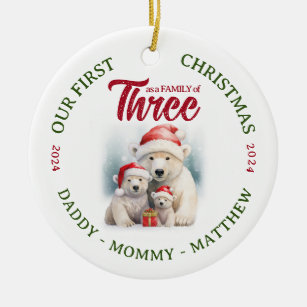 Family of Three Ornament First Christmas Custom 