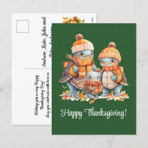 Family of Turtles Happy Thanksgiving Holiday Postcard