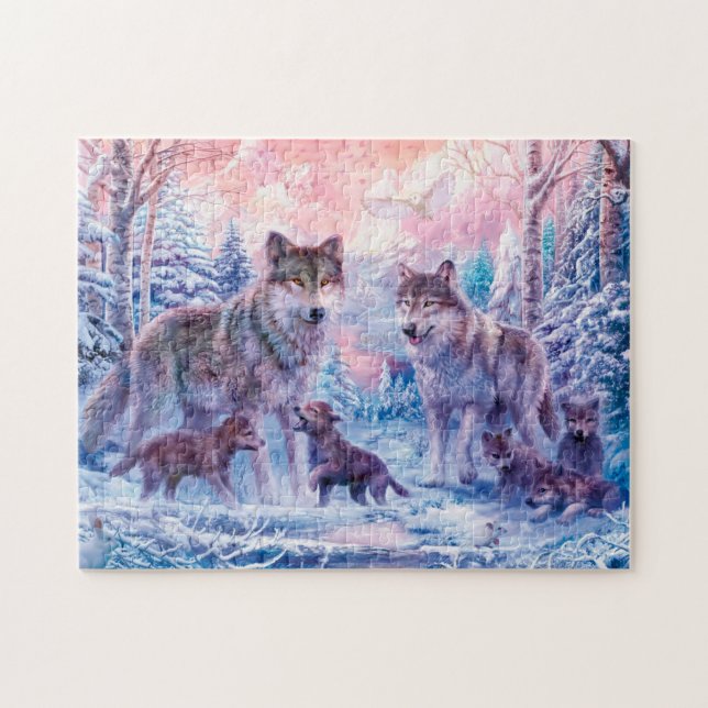 Family Of Wolves Painting Jigsaw Puzzle (Horizontal)