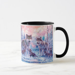 Family Of Wolves Painting Mug