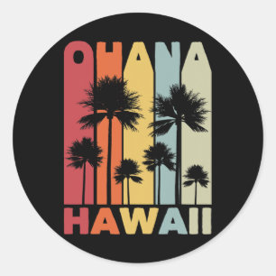 Family Ohana Hawaiian Retro Hawaii Tropical Summer Classic Round Sticker
