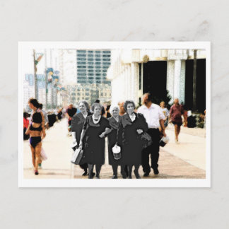 Family on boardwalk postcard