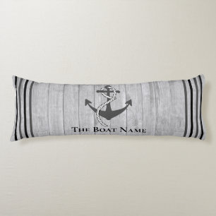 Family or Boat Name Grey Anchor Rope Nautical Body Cushion