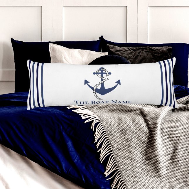 Family or Boat Name Navy Anchor Rope Nautical Body Cushion (Creator Uploaded)