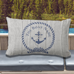 Family or Boat Name Navy Anchor Rope Nautical Lumbar Cushion