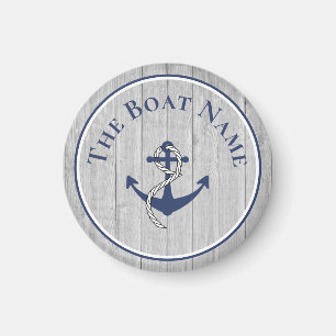 Family or Boat Name Navy Anchor Rope Nautical Magnet