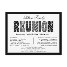 Family or Class Reunion B/W Pattern Invitation
