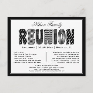 Family or Class Reunion B/W Pattern Invitation Postcard